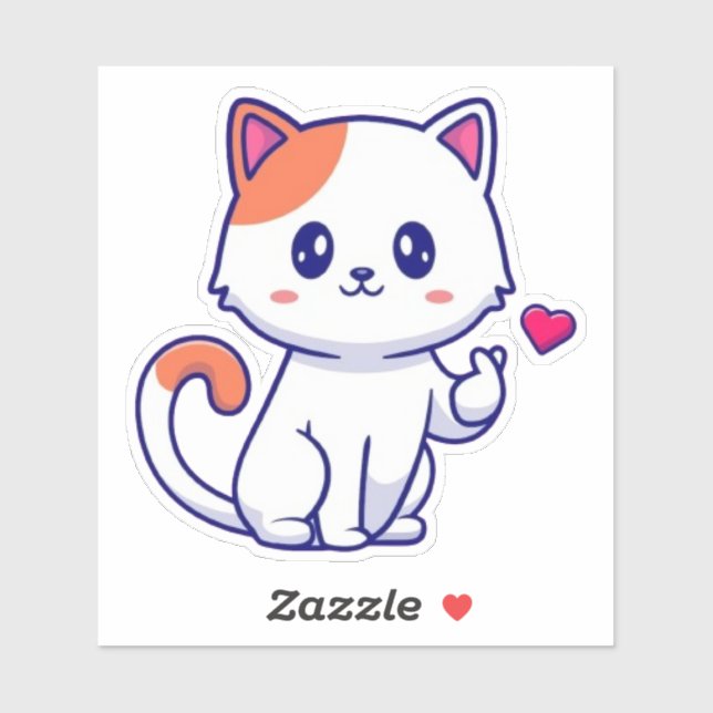 Sticker Symbole d'amour de chats mignon main 57577 (Feuille)