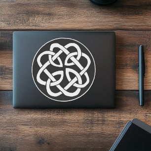 Sticker Symbole de cercle en entrelacs celtique noir et bl
