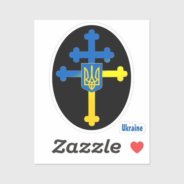 Sticker SYMBOLE DE COURSE D'Ukraine & Croix de Lorraine (Feuille)
