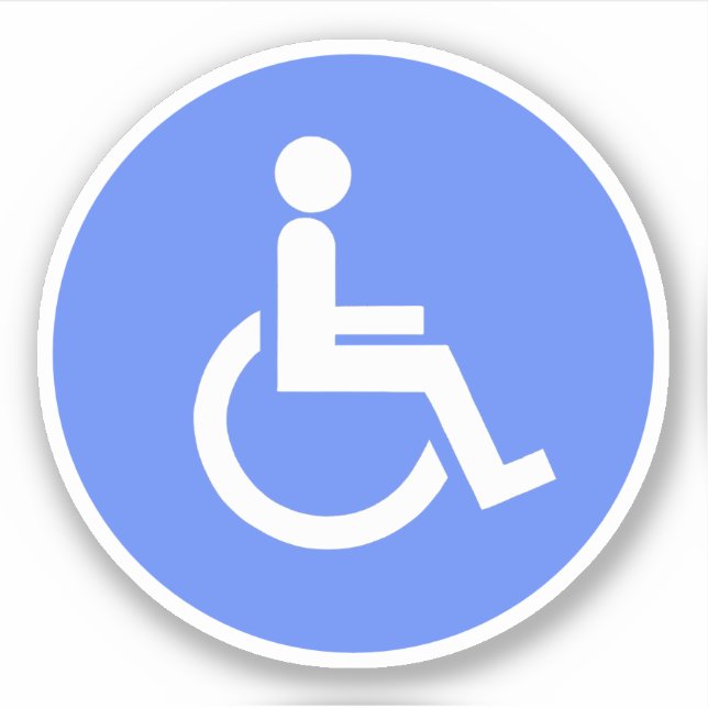 Sticker Symbole de handicap bleu et blanc arrondi (Devant)