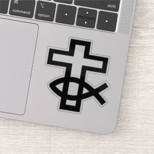 Sticker Symbole de la croix chrétienne et du poisson d'Ich