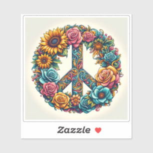 Sticker Symbole de la paix florale Design célébrant l'harm