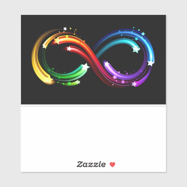 Sticker Symbole de l'infini de comètes arc-en-ciel (Feuille)
