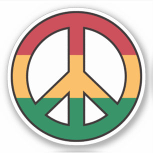 Sticker Symbole de paix avec des couleurs rasta