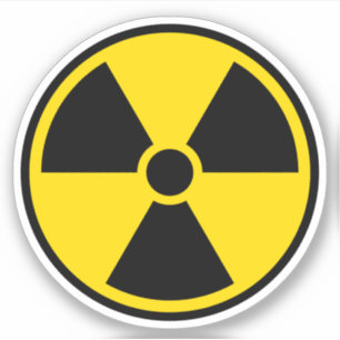 Sticker Symbole de rayonnement nucléaire, frontière noire