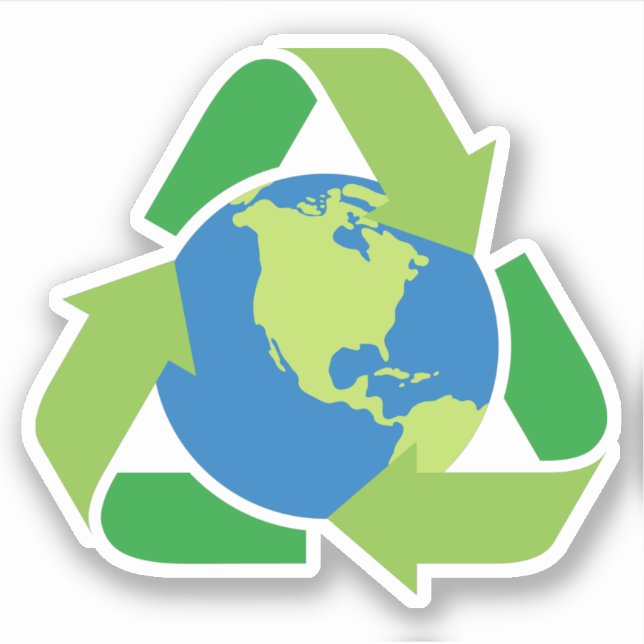 Sticker Symbole de recyclage avec la planète terre (Devant)