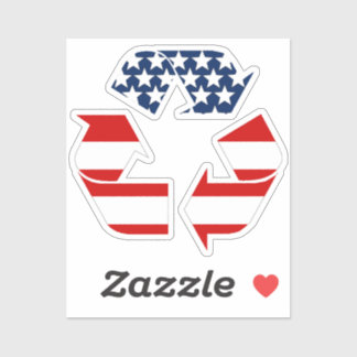 Sticker Symbole de recyclage - Blanc rouge et bleu