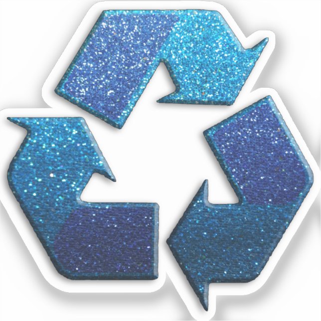 Sticker Symbole de recyclage des Parties scintillant Blue  (Recto)