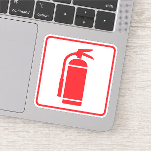 Sticker Symbole d'extincteur, rouge sur blanc, bordure rou