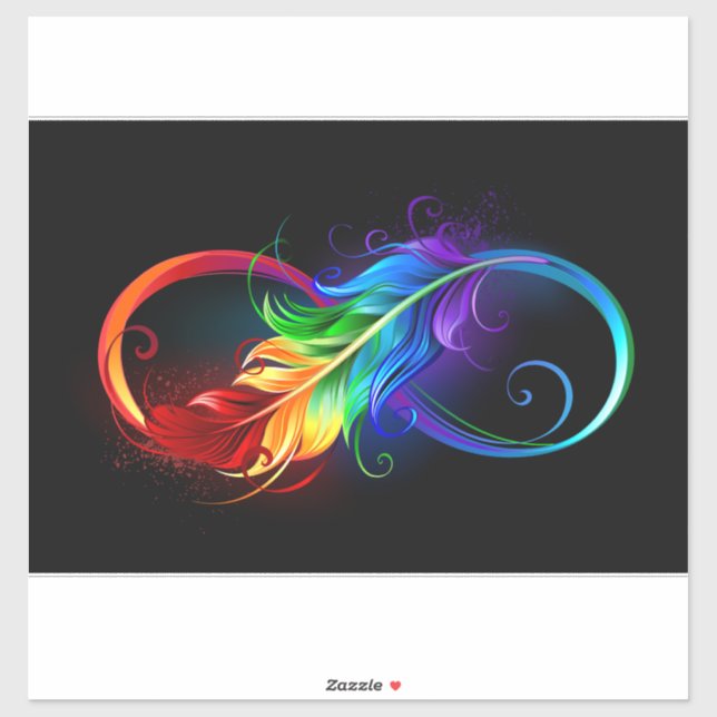 Sticker Symbole d'infini avec plume arc-en-ciel (Feuille)