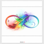 Sticker Symbole d'infini avec plume arc-en-ciel<br><div class="desc">Symbole artistique à l'infini avec belle plume arc-en-ciel sur arrière - plan blanc. Style tatouage.</div>