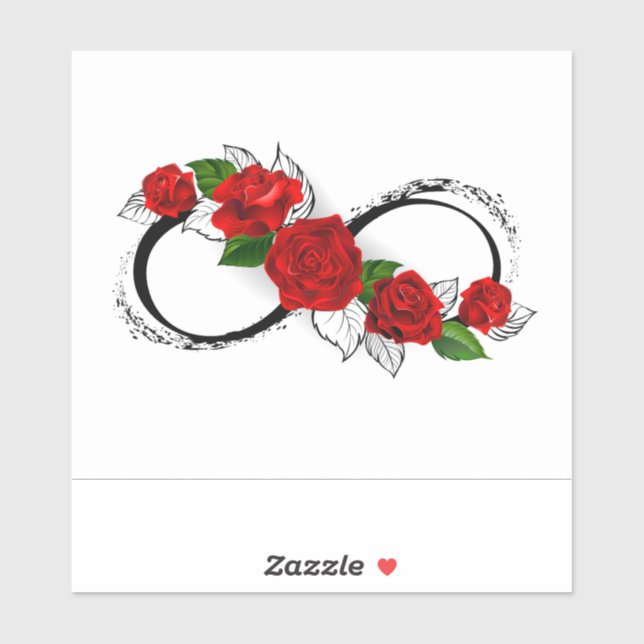 Sticker Symbole d'infini avec roses rouges (Feuille)