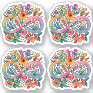 Sticker Symbole d'infinité des fleurs arc-en-ciel Accept