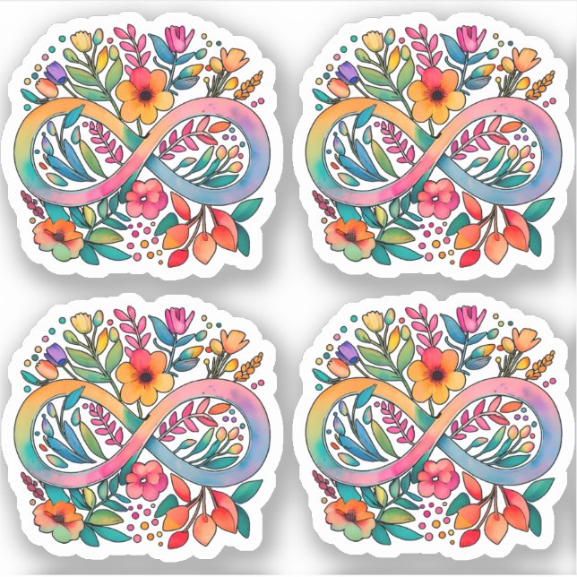 Sticker Symbole d'infinité des fleurs arc-en-ciel | Accept (Devant)
