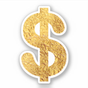 Sticker Symbole dollar de feuille d'or