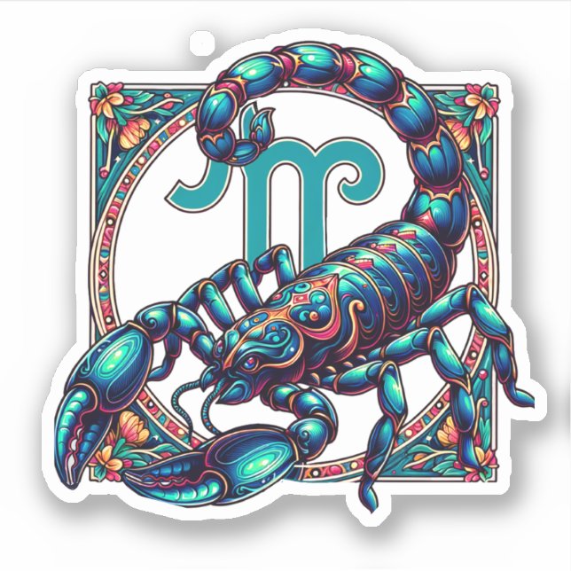 Sticker SYMBOLE Horoscope Scorpio | Scorpion bleu (Devant)