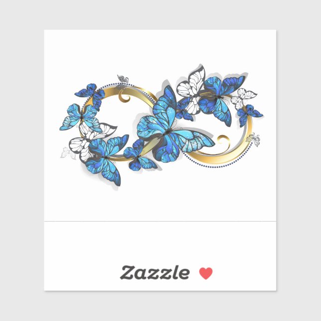 Sticker Symbole infini de papillons Morpho bleus (Feuille)