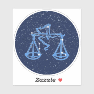 Sticker Symbole Libra Constellation et Zodiac avec étoiles