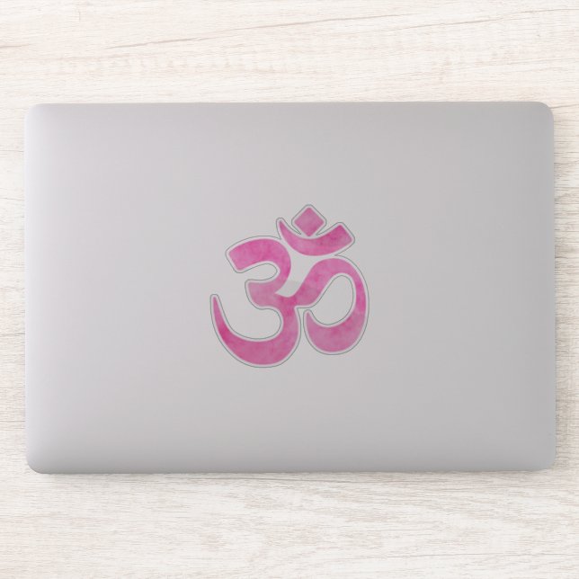 Sticker SYMBOLE OM Aquarelle rose vif (Ordinateur)