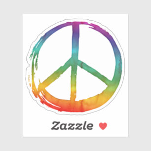 Sticker Symbole PEACE signe Hippie Aquarelle Cravate bross