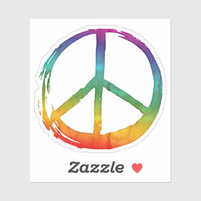 Sticker Symbole PEACE signe Hippie Aquarelle Cravate bross (Feuille)