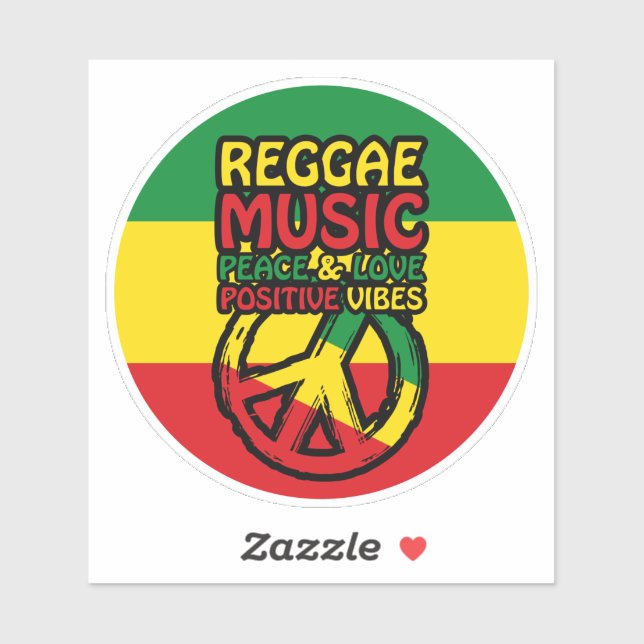 Sticker Symbole Reggae et Paix avec citations positives (Feuille)