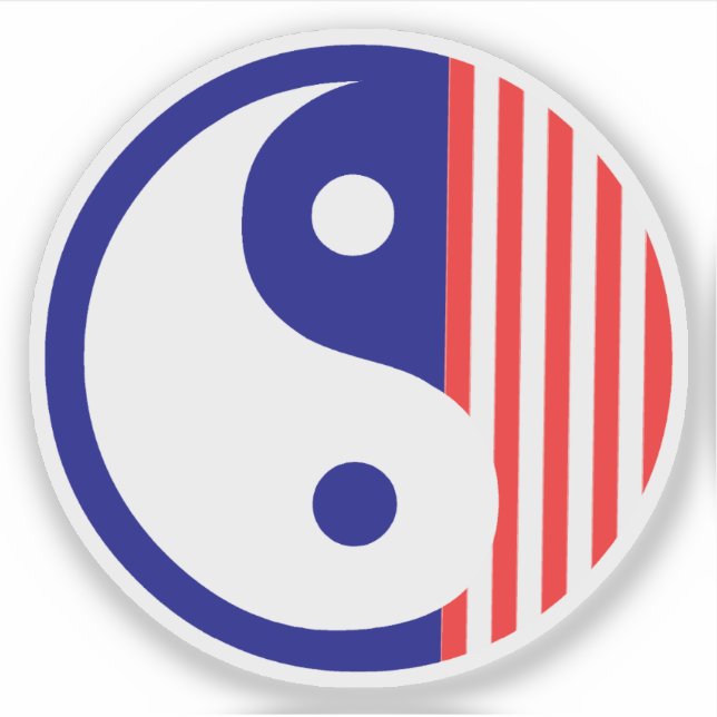 Sticker SYMBOLE ROUGE BLANC ET BLEUS YIN Yang (Devant)