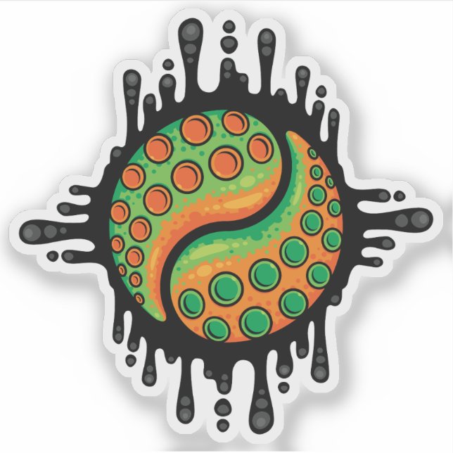 Sticker Symbole Yin Yang Tentacle Tentacle Tentacle Octopu (Devant)
