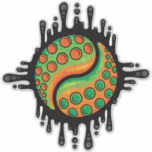 Sticker Symbole Yin Yang Tentacle Tentacle Tentacle Octopu