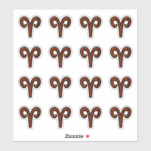 Sticker Symbole Zodiac d'Aries moderne en acajou comme imp