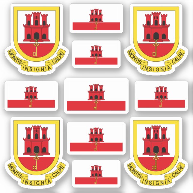 Sticker Symboles de Gibraltarien / Armoiries et drapeau (Devant)