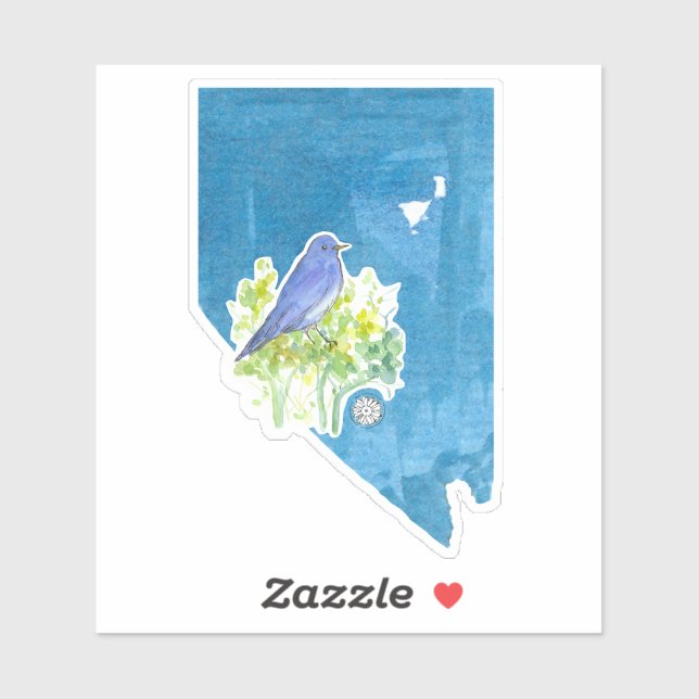 Sticker Symboles de la forme de l'état des oiseaux bleus d (Feuille)