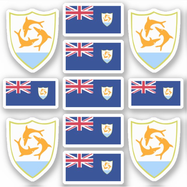 Sticker Symboles de l'état d'Anguillan / blason et drapeau (Devant)