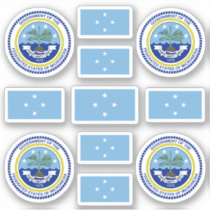 Sticker Symboles de l'État micronésien / blason et drapeau