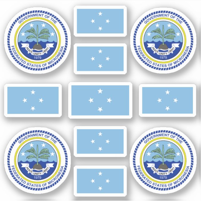 Sticker Symboles de l'État micronésien / blason et drapeau (Devant)