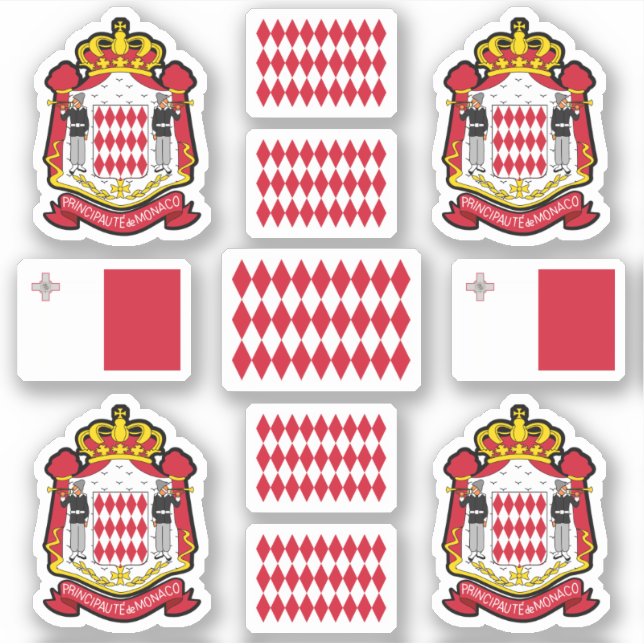 Sticker symboles de l'état monégasque / armoiries et drape (Devant)