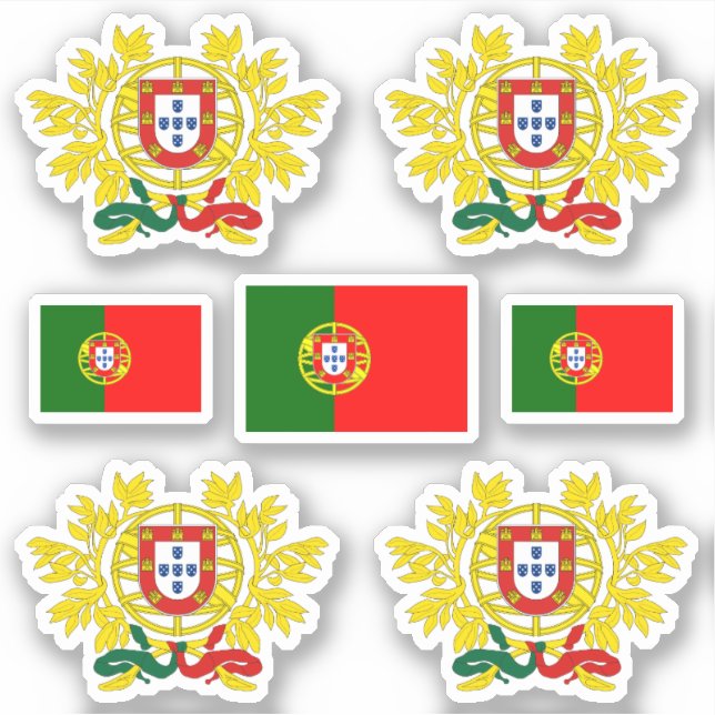 Sticker Symboles de l'État portugais / blason et drapeau (Devant)
