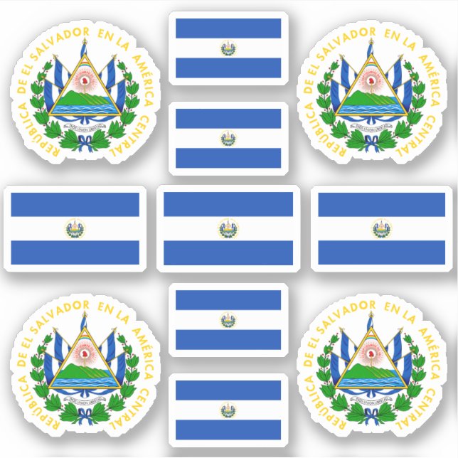 Sticker Symboles de l'État salvadorien / blason et drapeau (Devant)