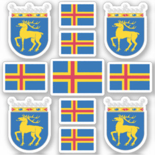 Sticker Symboles de l'île d'Åland / armoiries et drapeau