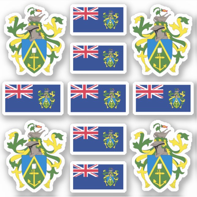 Sticker Symboles des îles Pitcairn / blason et drapeau S (Devant)