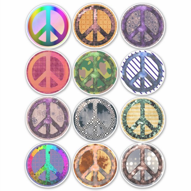 Sticker Symboles des signes de paix Boho Abstrait hippie a (Devant)