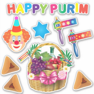 Sticker Symboles du carnaval du Festival Purim de Clowns h
