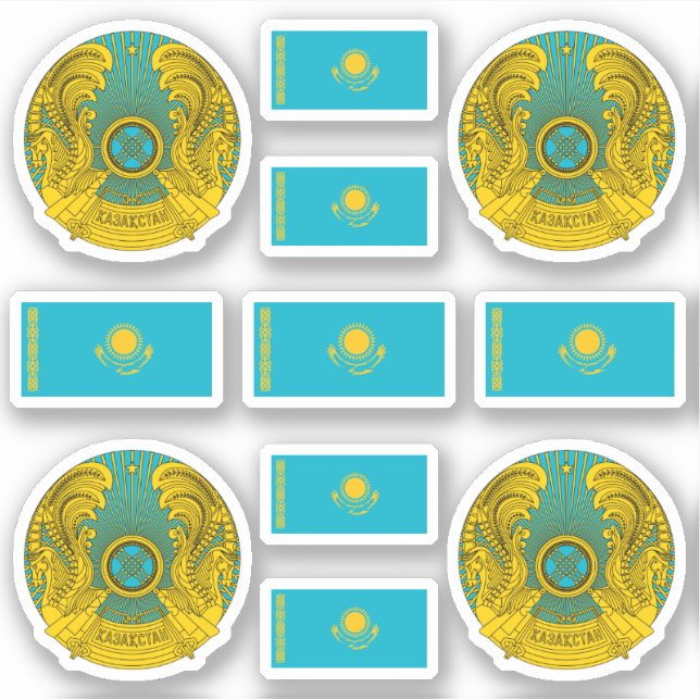 Sticker Symboles kazakhs / blason et drapeau (Devant)