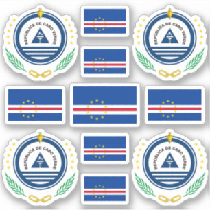 Sticker Symboles nationaux du Cap-Vert /Armoiries et drape