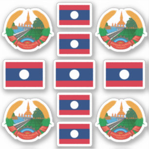 Sticker Symboles nationaux laotiens /armoiries et drapeau
