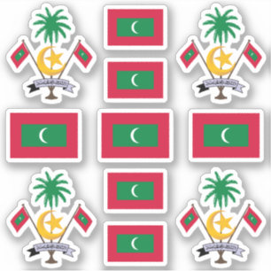 Sticker Symboles nationaux maldiviens /armoiries et drapea