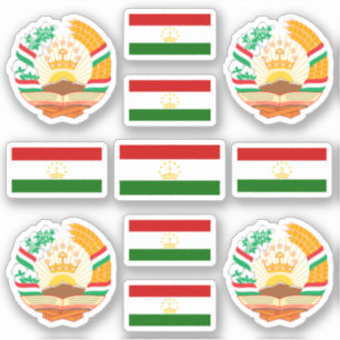 Sticker Symboles nationaux tadjiks / armoiries et drapeau