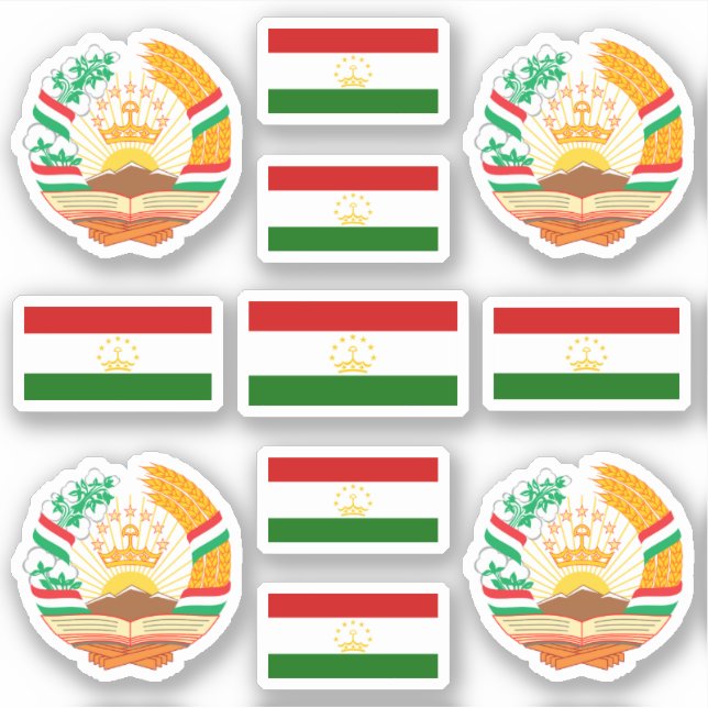 Sticker Symboles nationaux tadjiks / armoiries et drapeau (Devant)