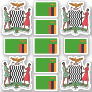 Sticker Symboles nationaux zambiens /Armoiries et drapeau