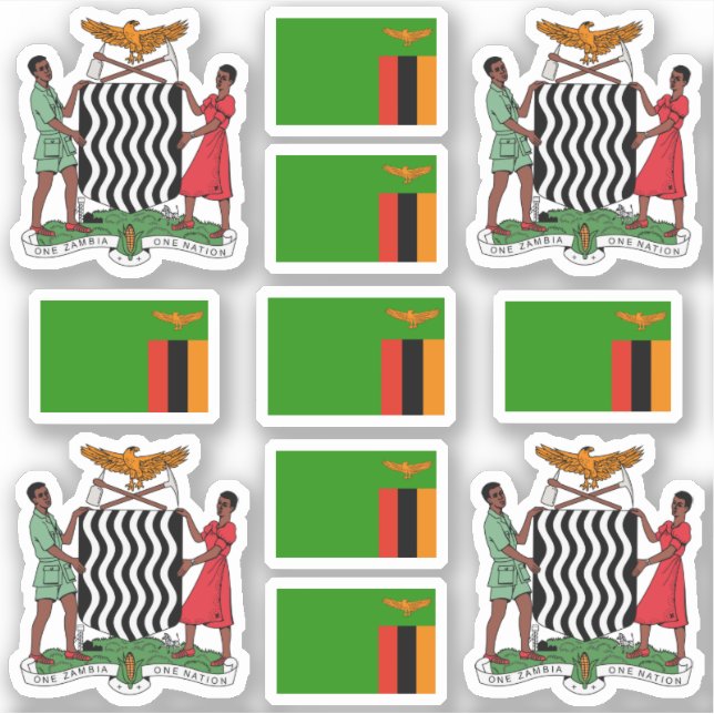 Sticker Symboles nationaux zambiens /Armoiries et drapeau (Devant)